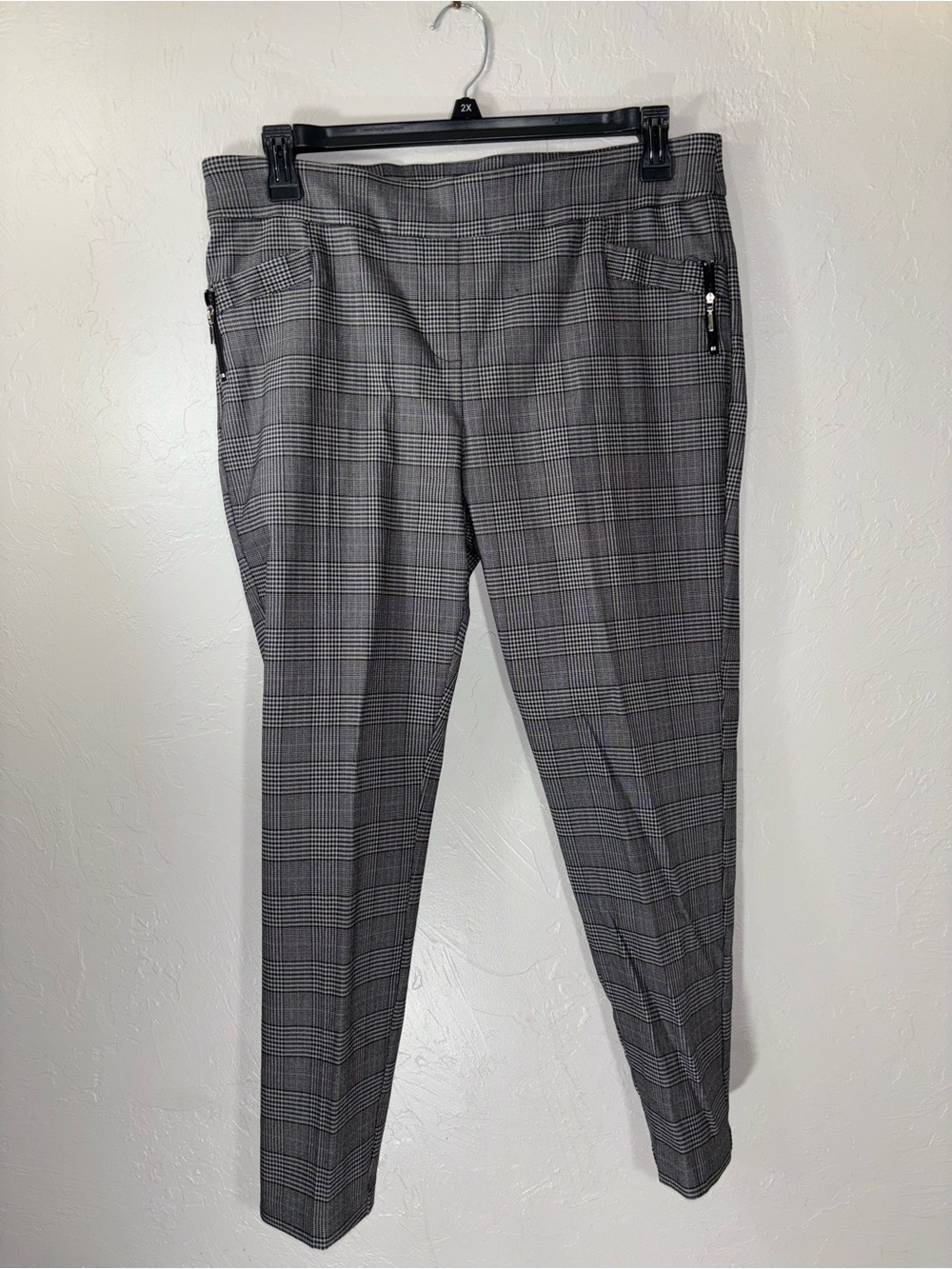 Soho Gray Plaid Tailored Zip-Pocket Trousers